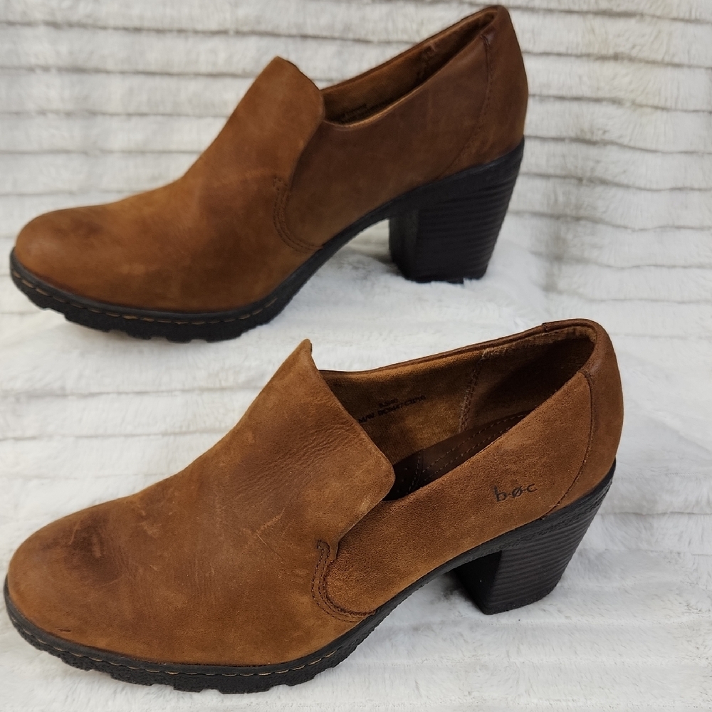 BOC Women's Brown Leather Heeled Boots, size 8.5